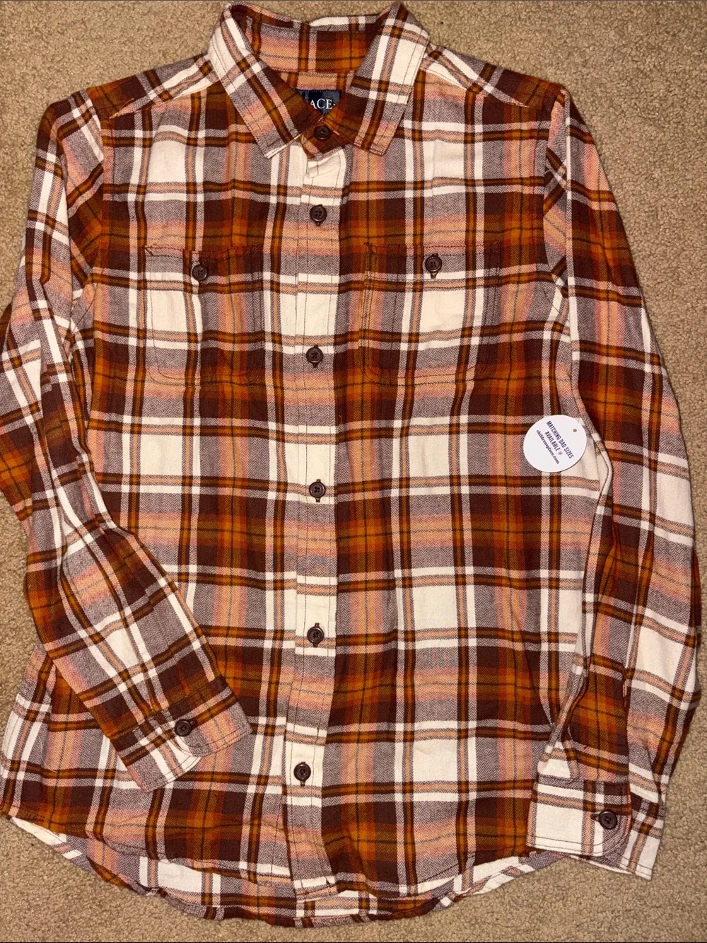 The Children's Place Brown & Orange Plaid Button-Down Shirt